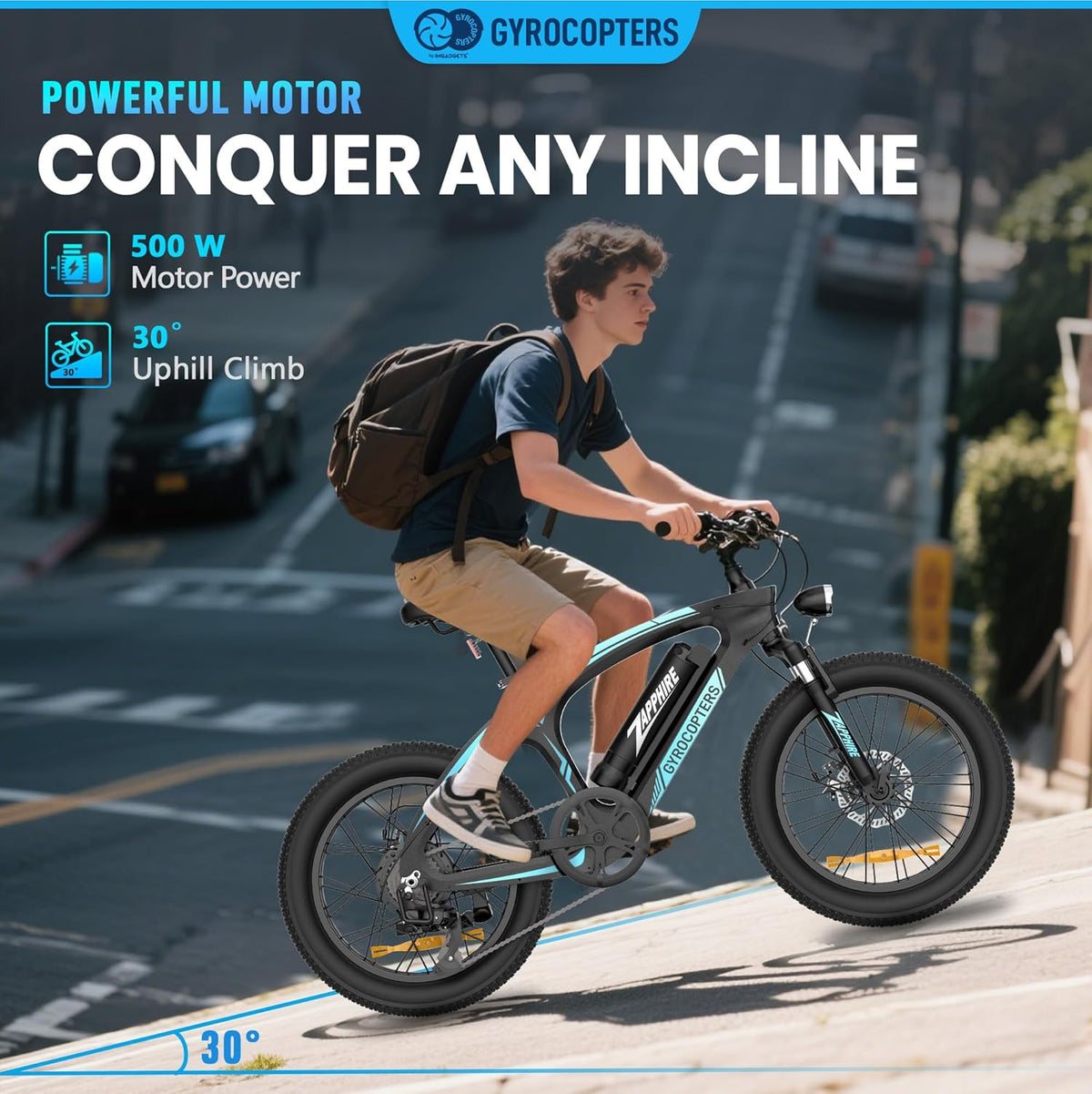 Gyrocopters Zapphire 500W Fat-Tire E-Bike Canada image 5