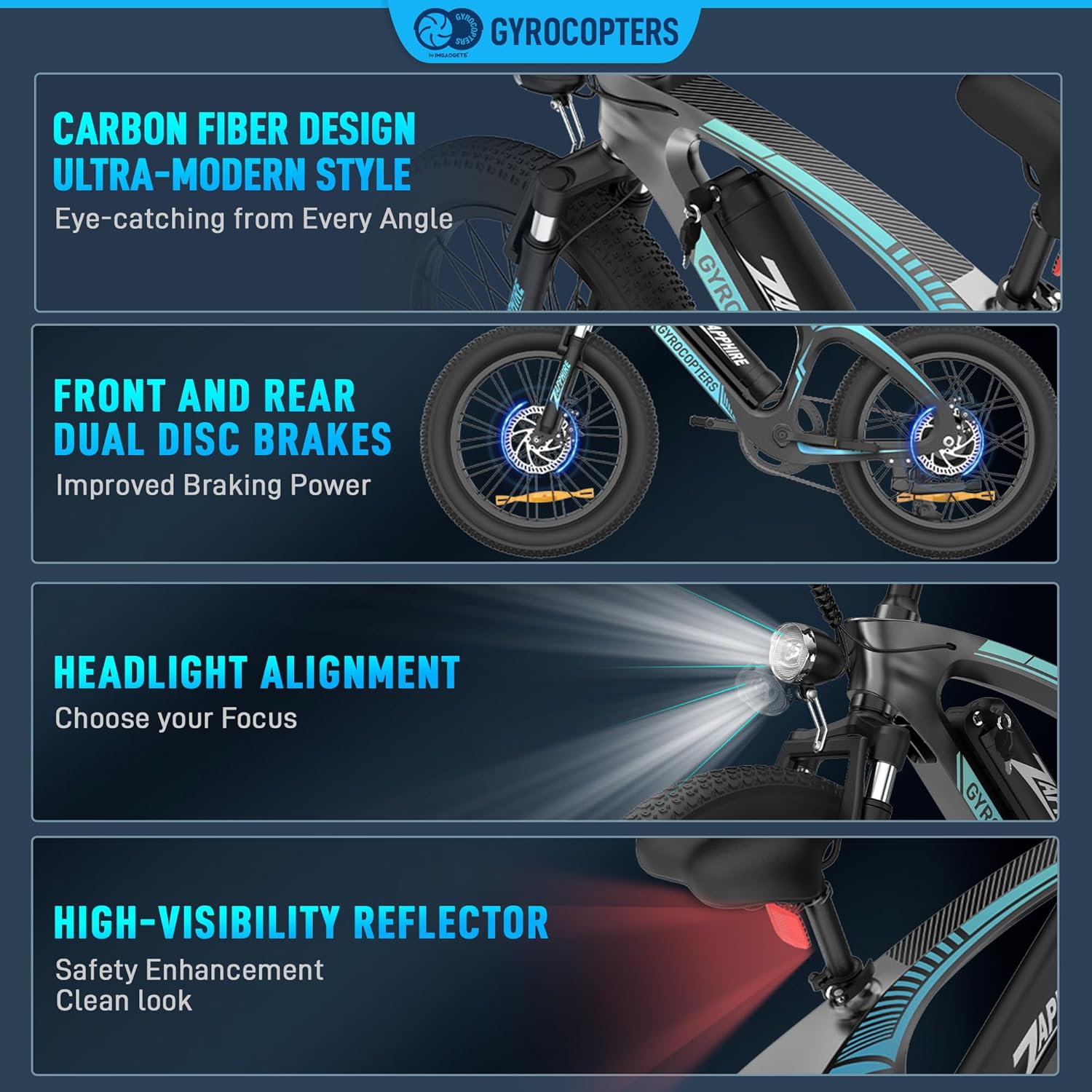 Gyrocopters Zapphire 500W Fat-Tire E-Bike Canada image 8