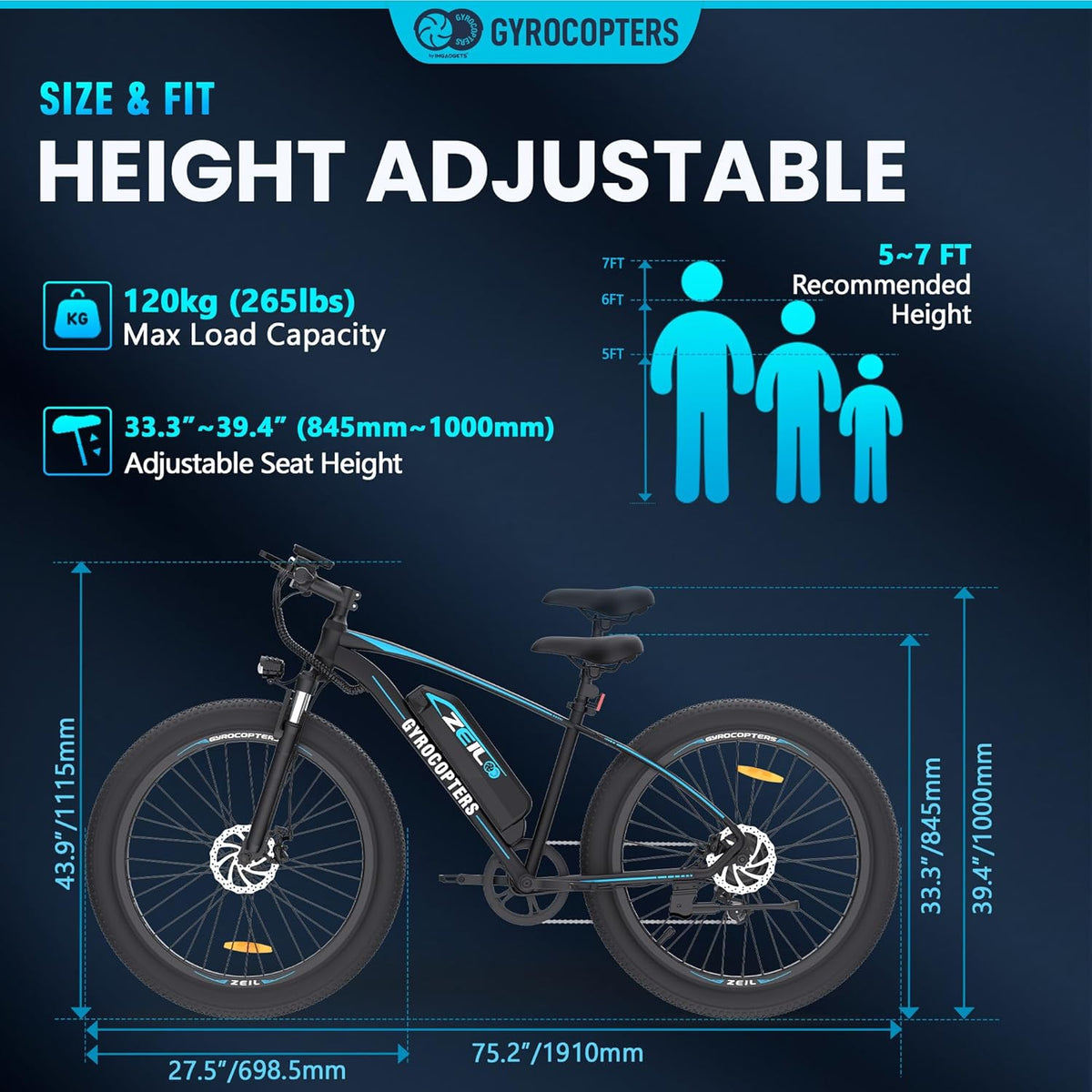 Gyrocopters Zeil mountain e-bike rear side view