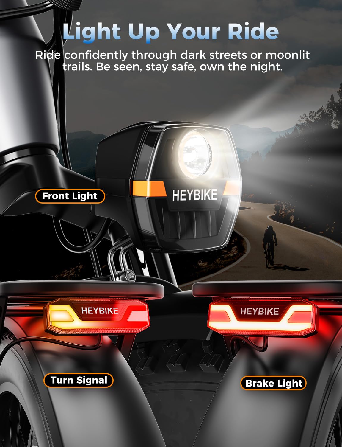Heybike Alpha 500W mid-drive electric bike rear angle