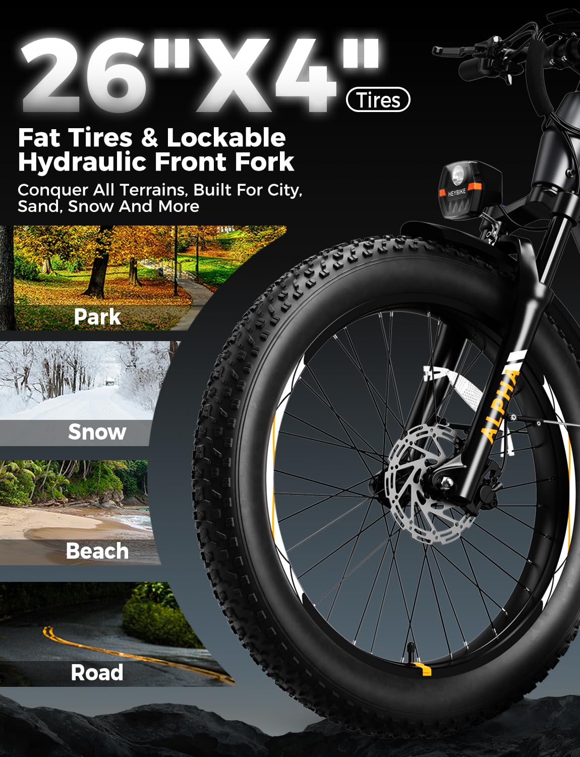 Heybike Alpha 500W mid-drive e-bike side view