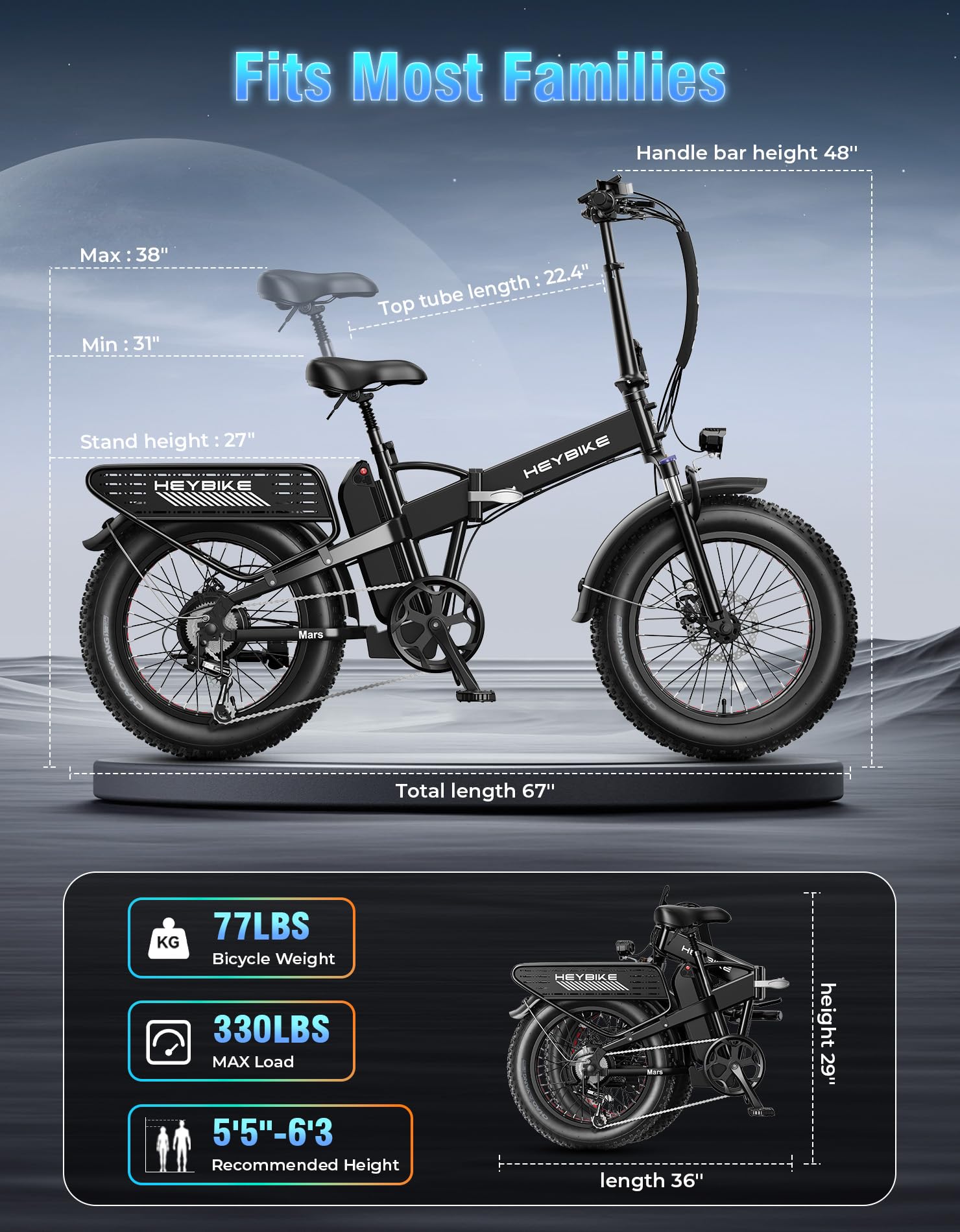 Heybike Mars 2.0 Folding Fat-Tire E-Bike Canada additional view 21