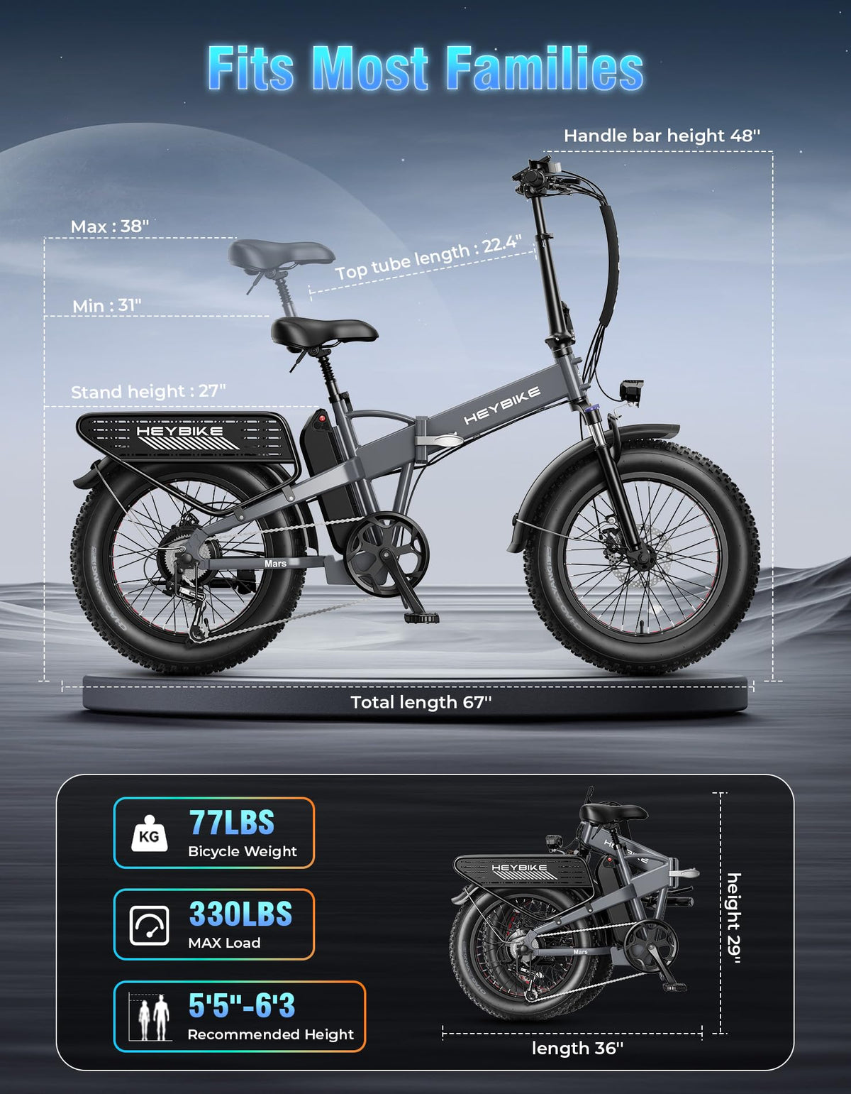 Heybike Mars 2.0 Folding Fat-Tire E-Bike Canada lifestyle view