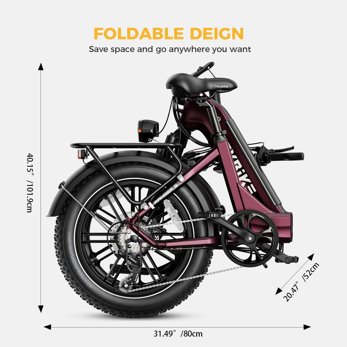 Heybike Ranger S Folding Fat-Tire E-Bike Canada rear angle view