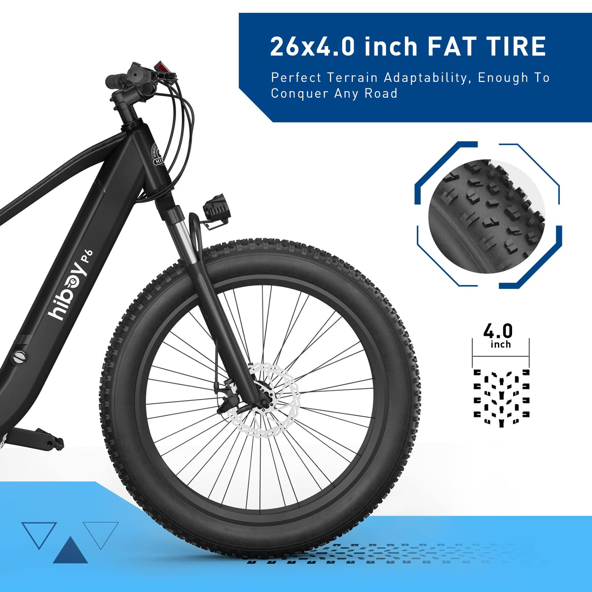 Hiboy P6 bike shown with rider outdoors