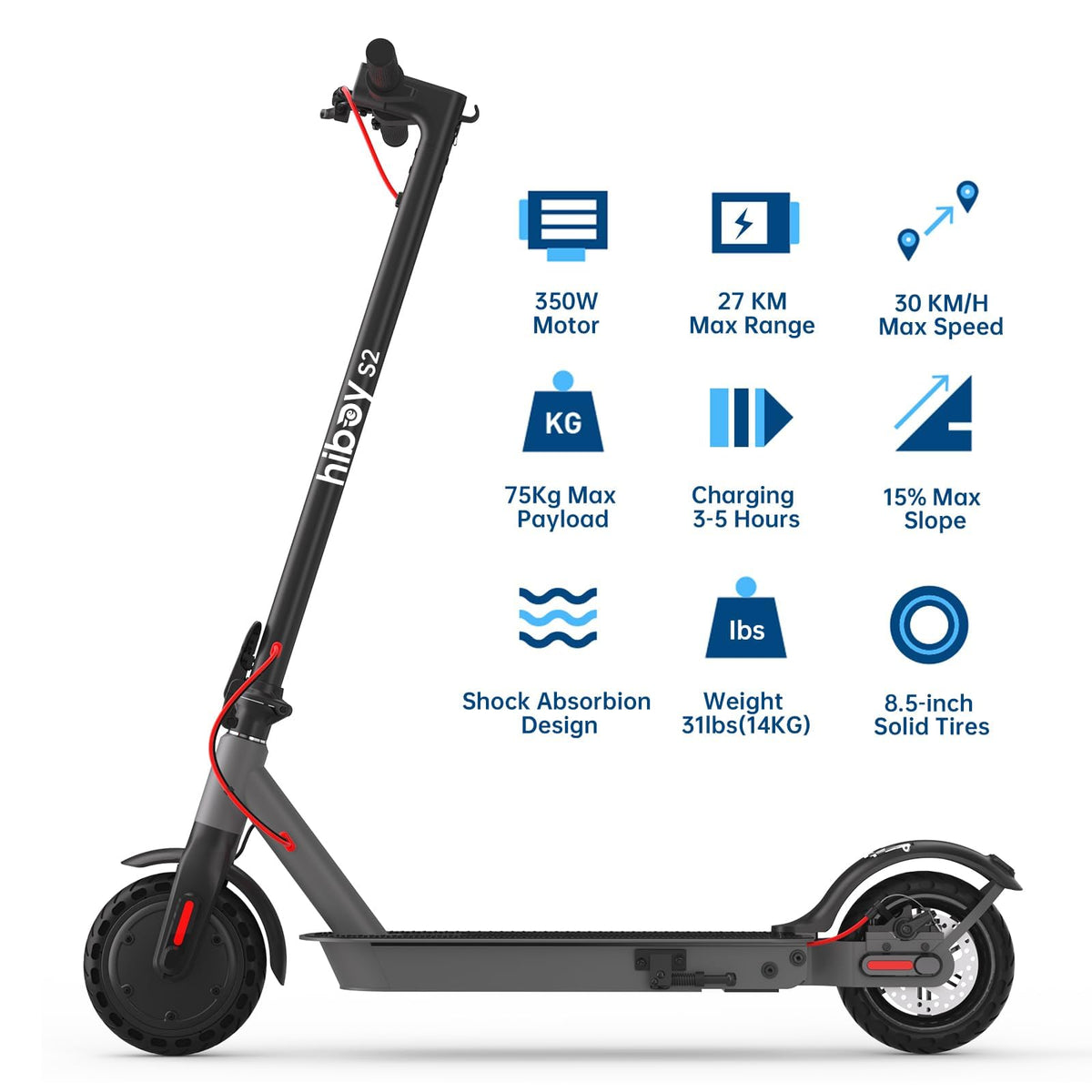 Hiboy S2 deck and front wheel detail