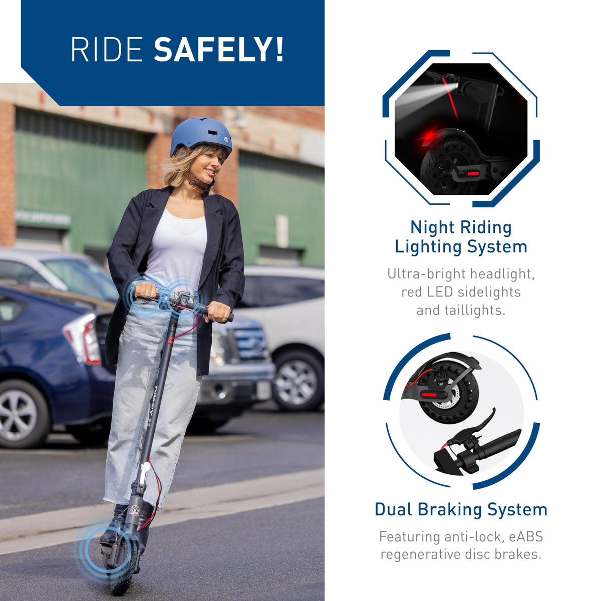 S2 Pro rear tail and brake light — automatically brightens under braking so following riders react earlier