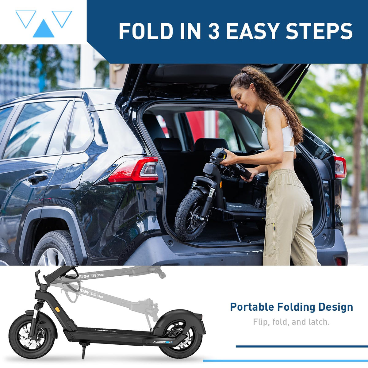Hiboy X300 scooter battery and frame detail