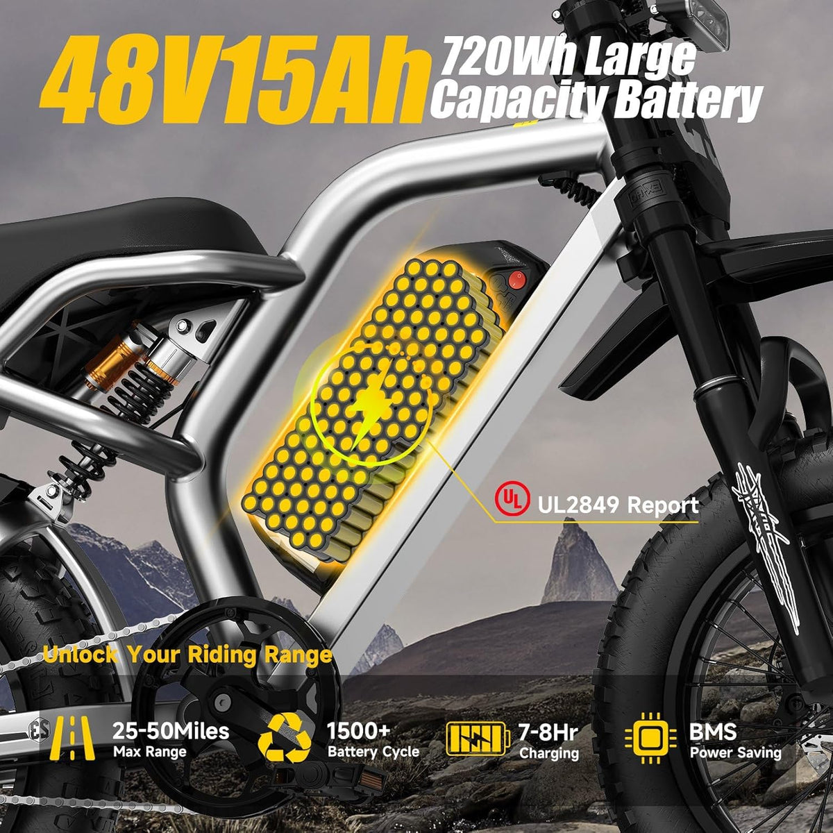 Removable 48V battery sliding out of the K6-T frame — charge it away from the bike