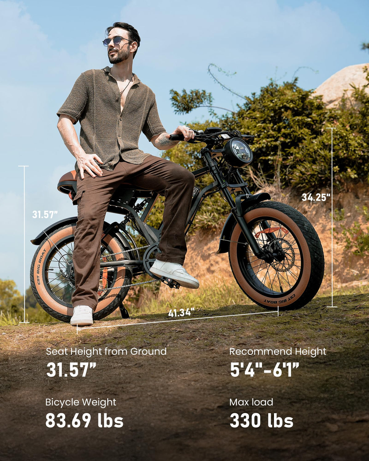 iSinwheel R6 1000W retro fat tire e-bike final angle