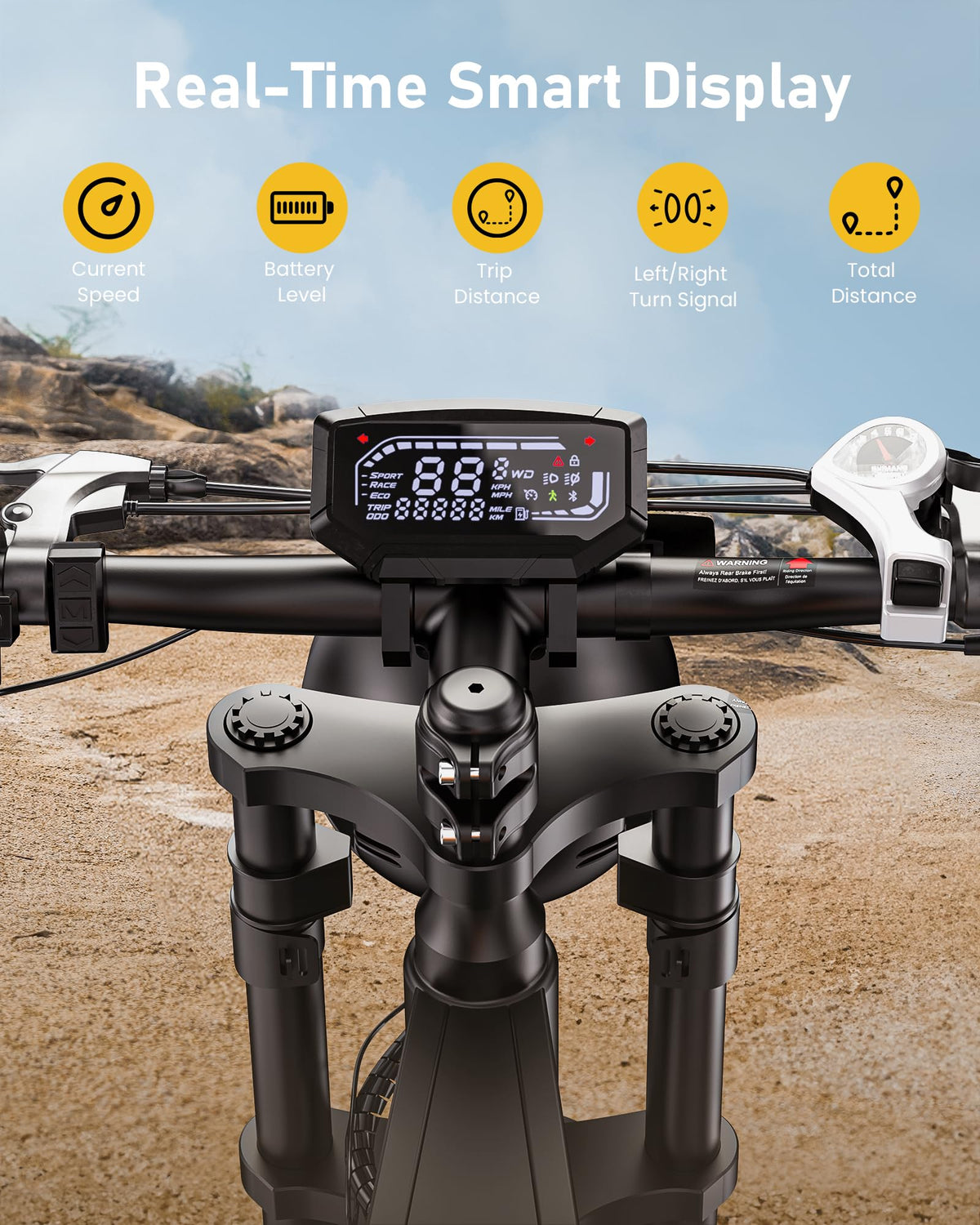 iSinwheel R6 1000W retro fat tire e-bike front detail view