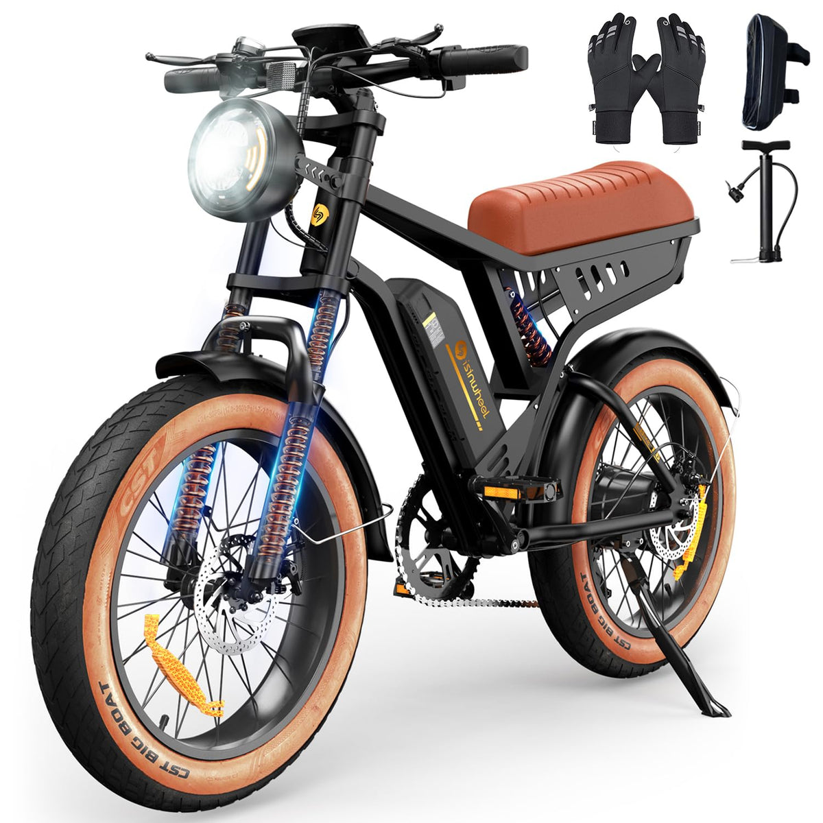 isinwheel R6 retro fat tire electric bike alternate side view