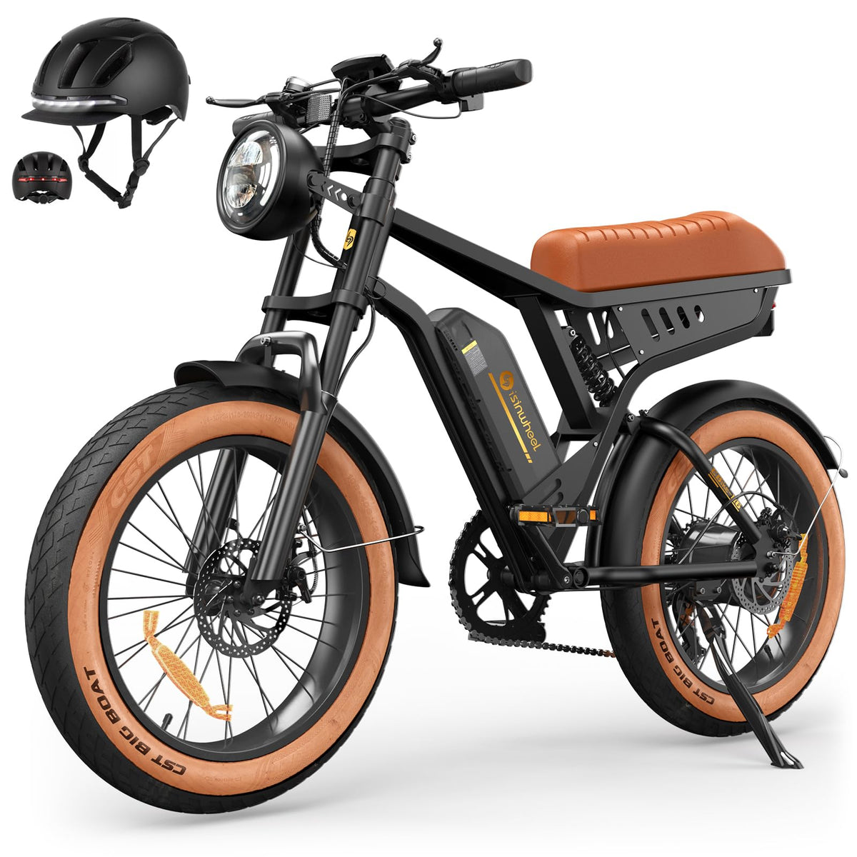 isinwheel R6 retro fat tire electric bike front angle