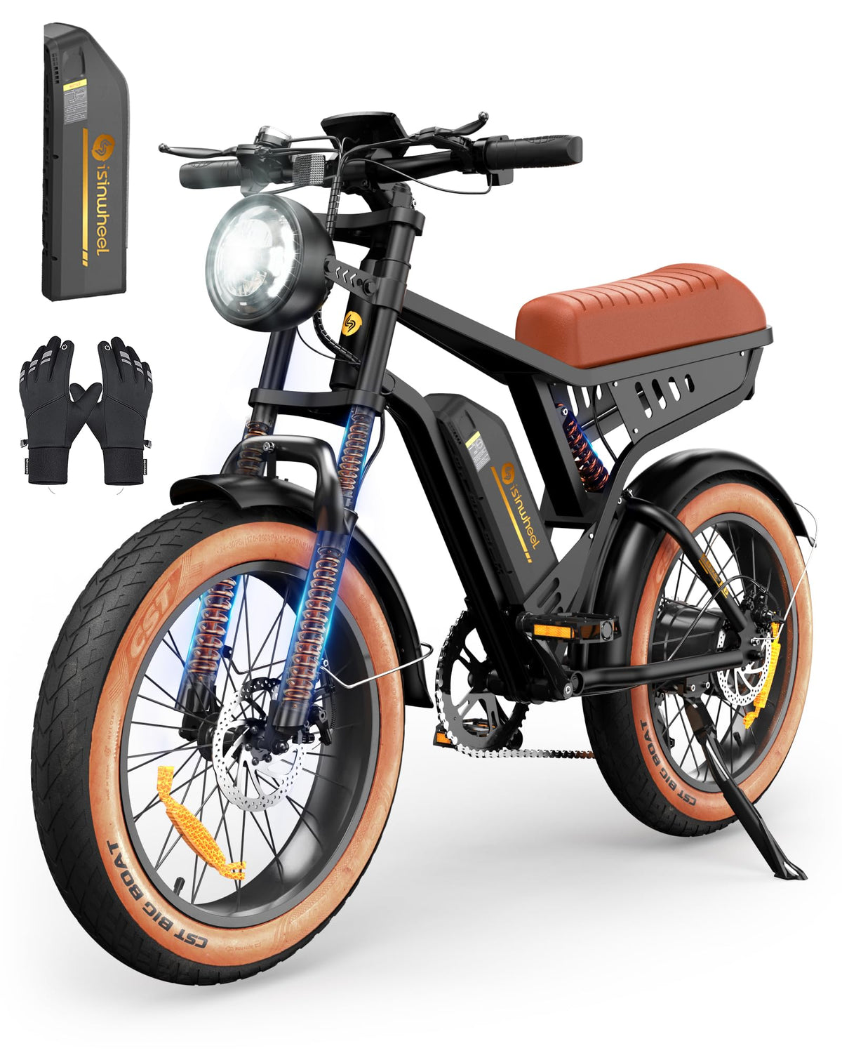 isinwheel R6 retro fat tire electric bike side view