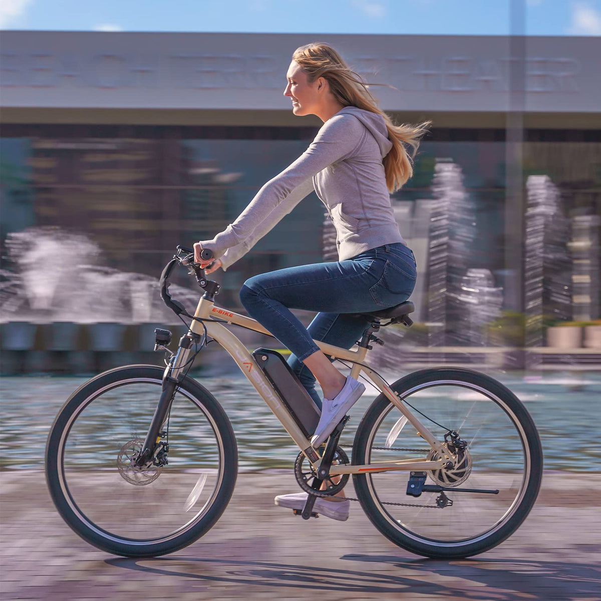 Integrated rear rack on the Jasion EB5 for panniers, bags, or a bungee load
