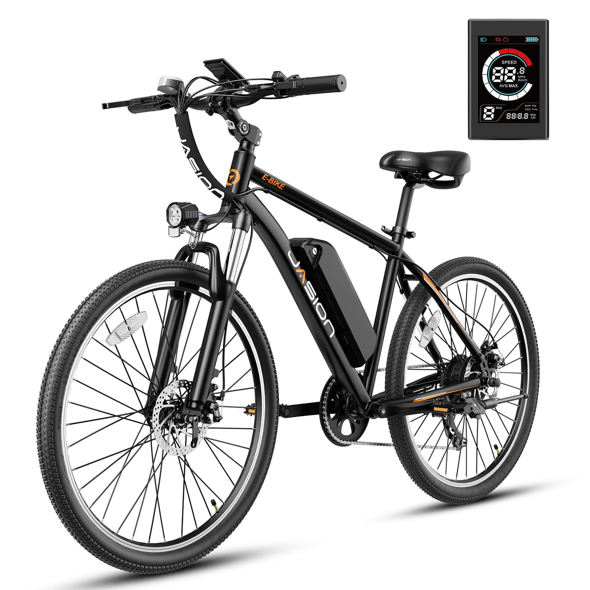 Jasion EB5 commuter e-bike with rider