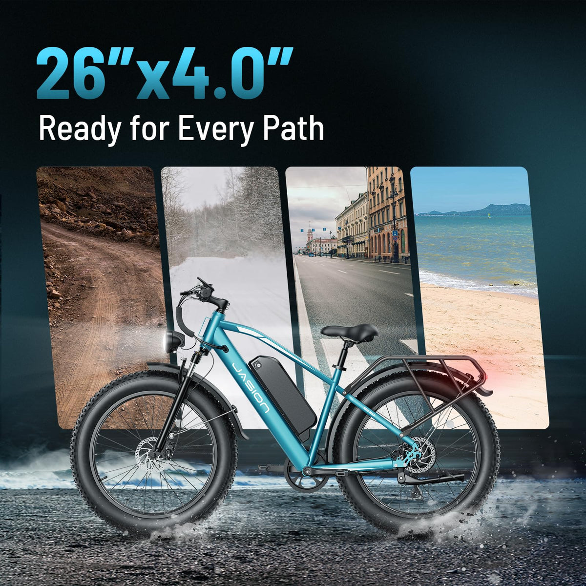 EB5 MAX shown riding on a dirt path in the woods
