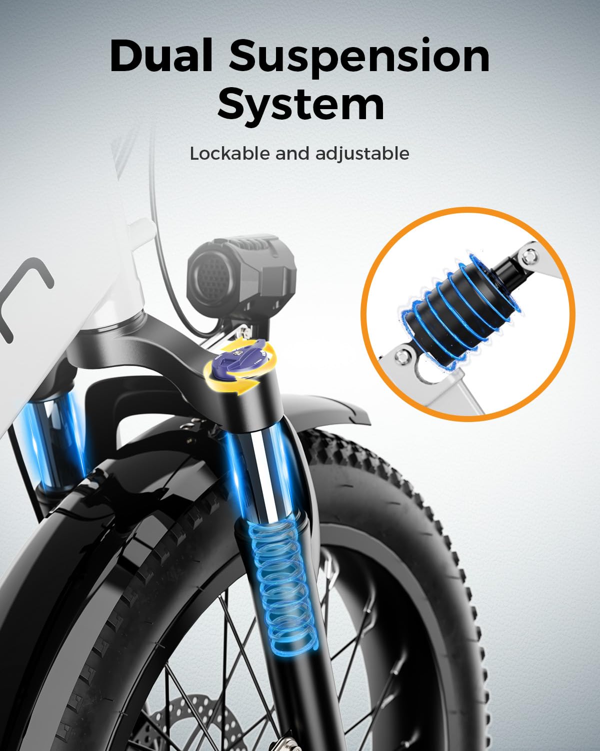 Jasion EB7 ST stem folded down — handlebar drops to clear the saddle for compact storage
