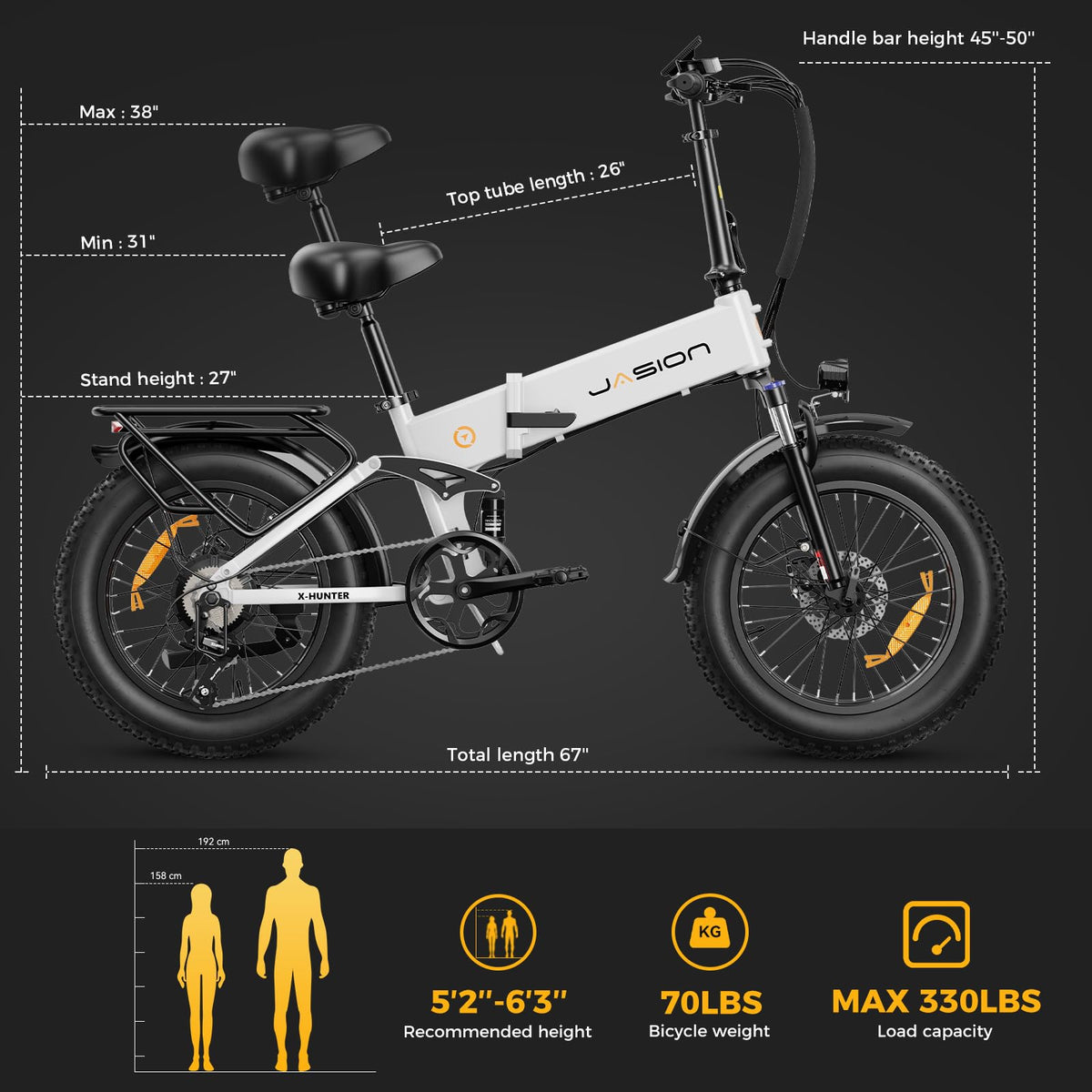 Jasion X-Hunter fat tire e-bike fat tire close-up