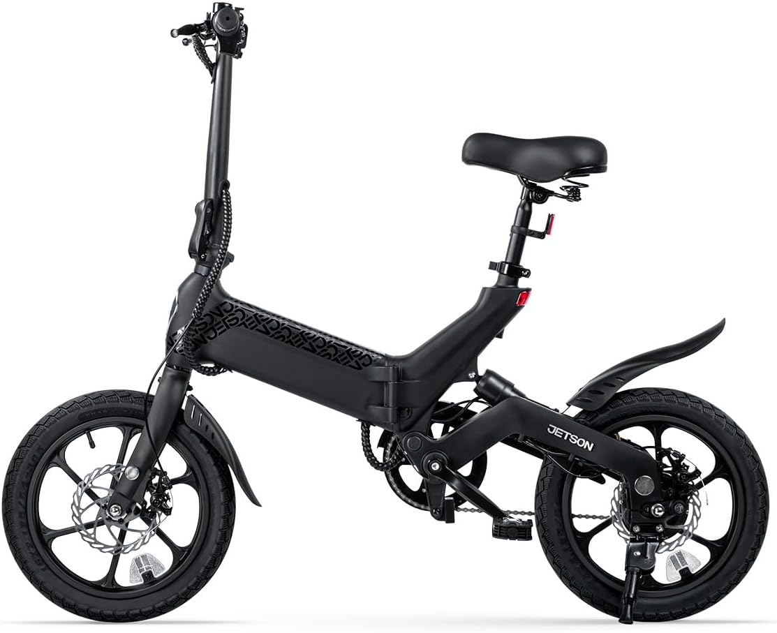 Close-up of Jetson Haze folding e-bike folded storage view