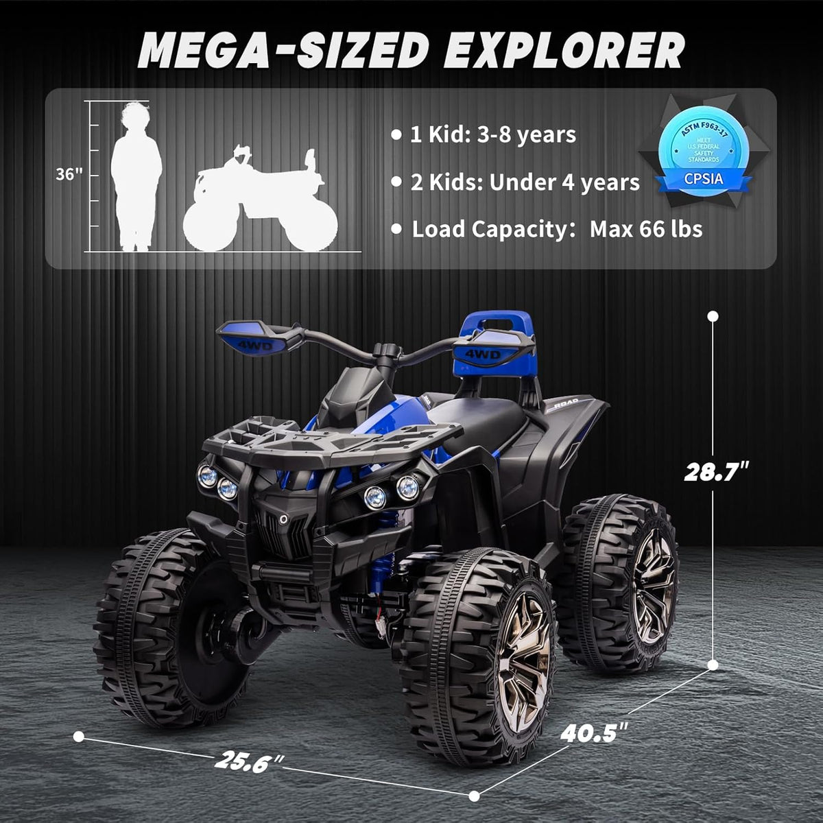 JOYRACER 2-seater ATV battery detail