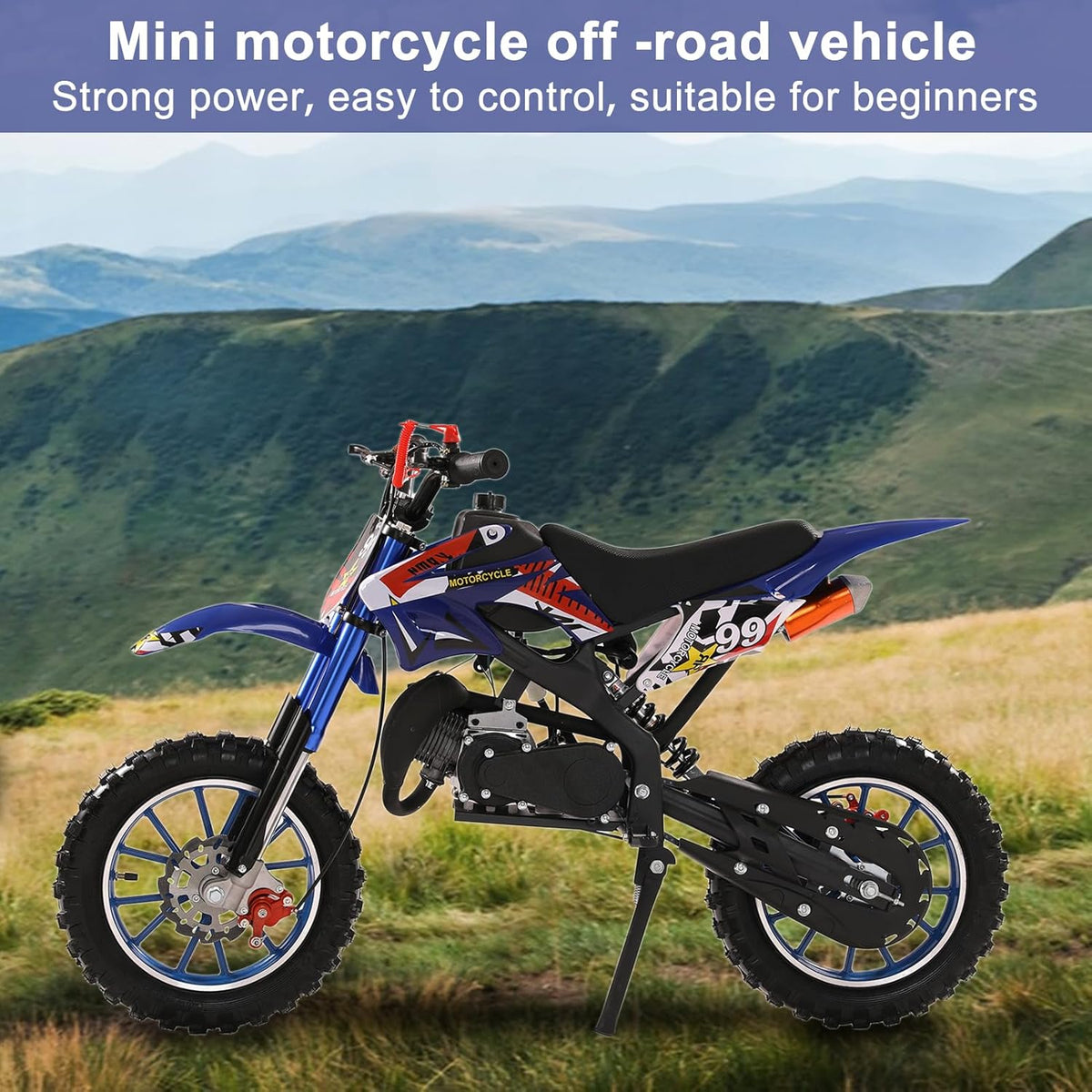 Lamphle 49cc mini dirt bike Canada front wheel detail