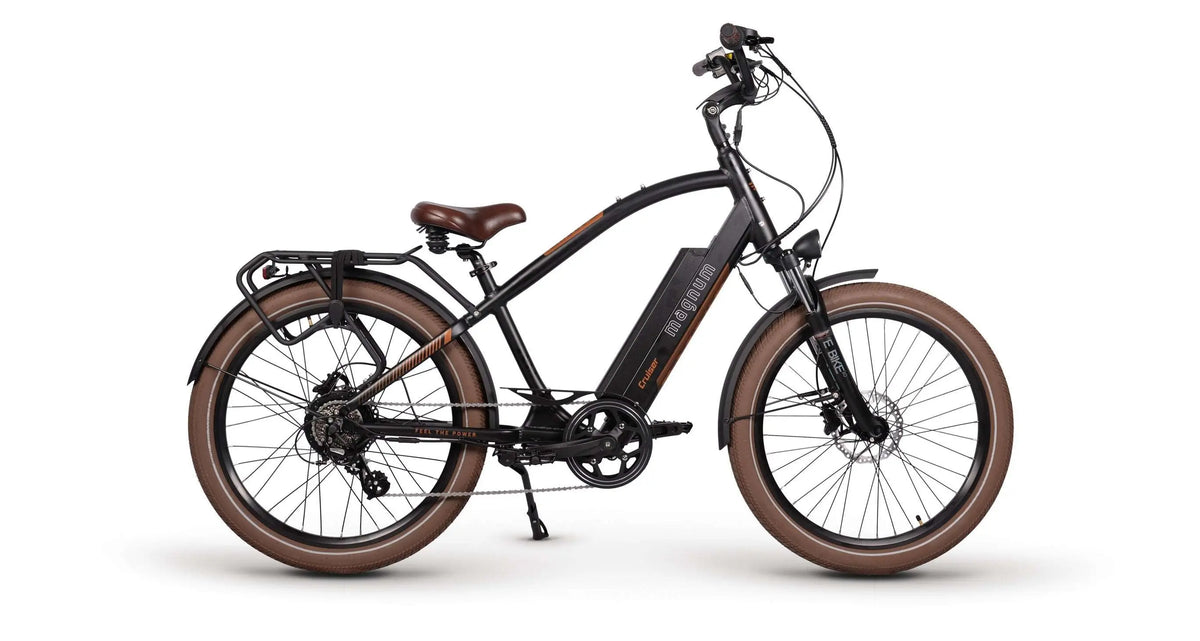 Magnum Cruiser high-step e-bike in a copper-accent studio view