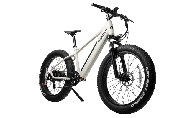 Maui ARES electric fat bike in white, front angle