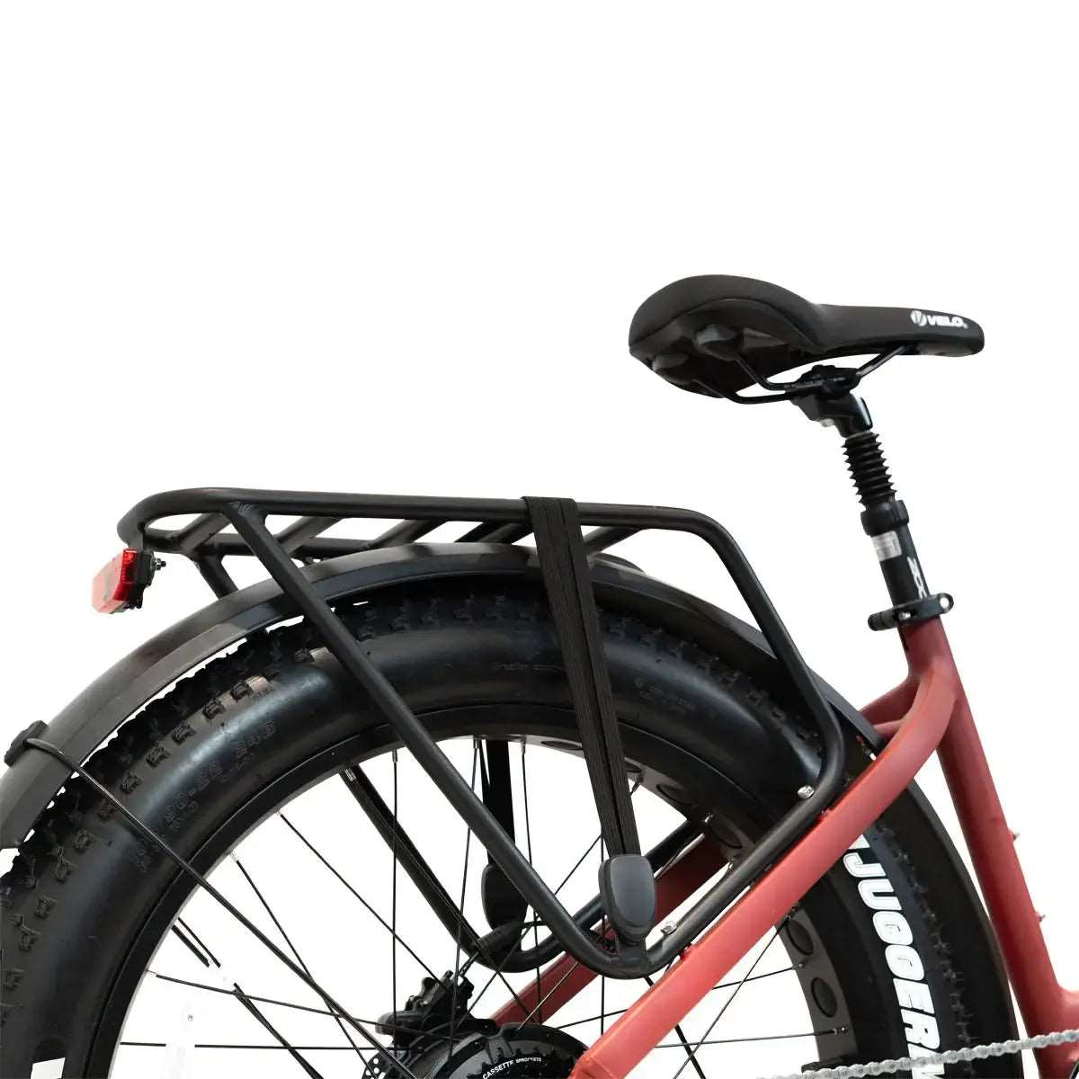 Closer look at the Maui Fat Bronte step-thru frame in red