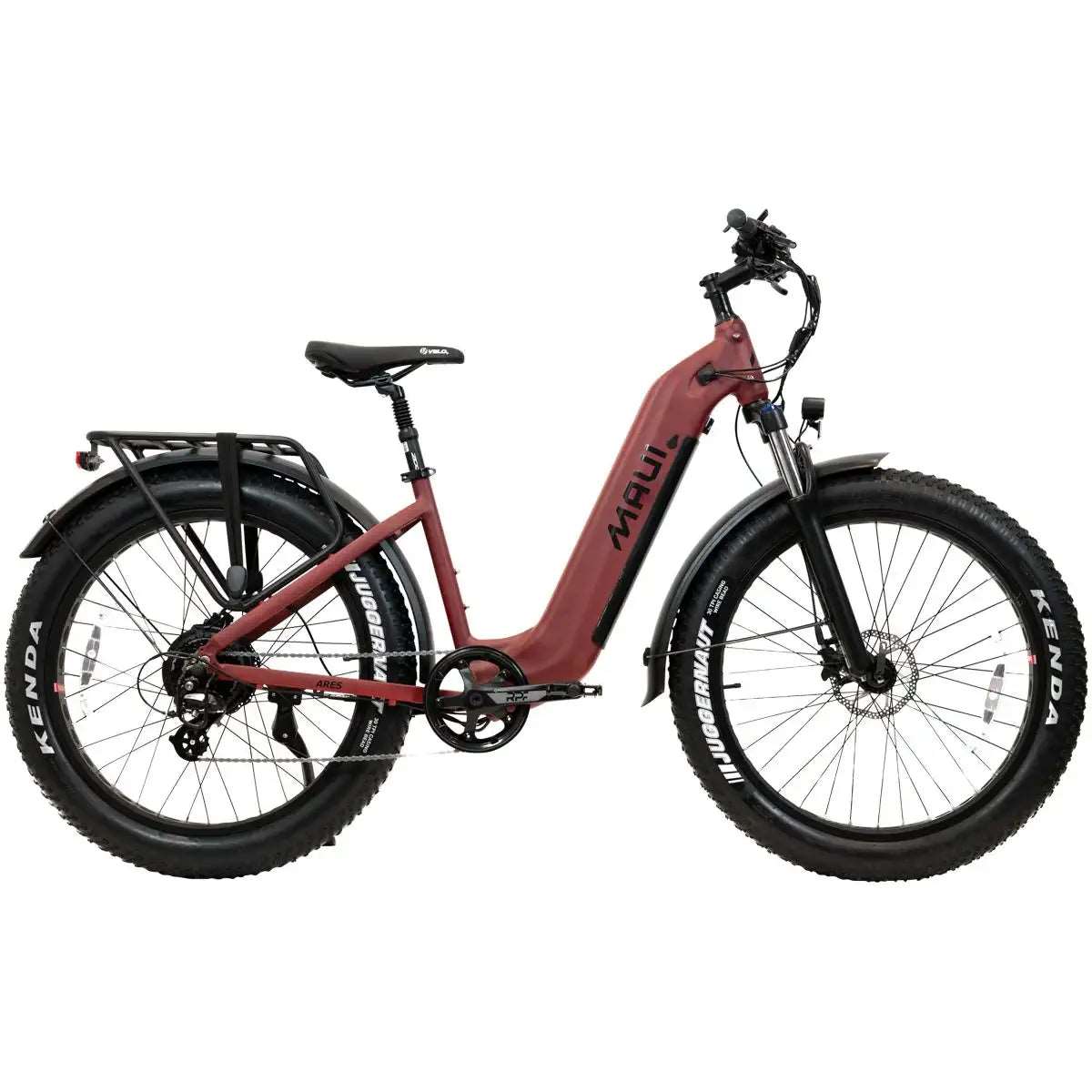Maui Fat Bronte step-thru city bike in red, front angle