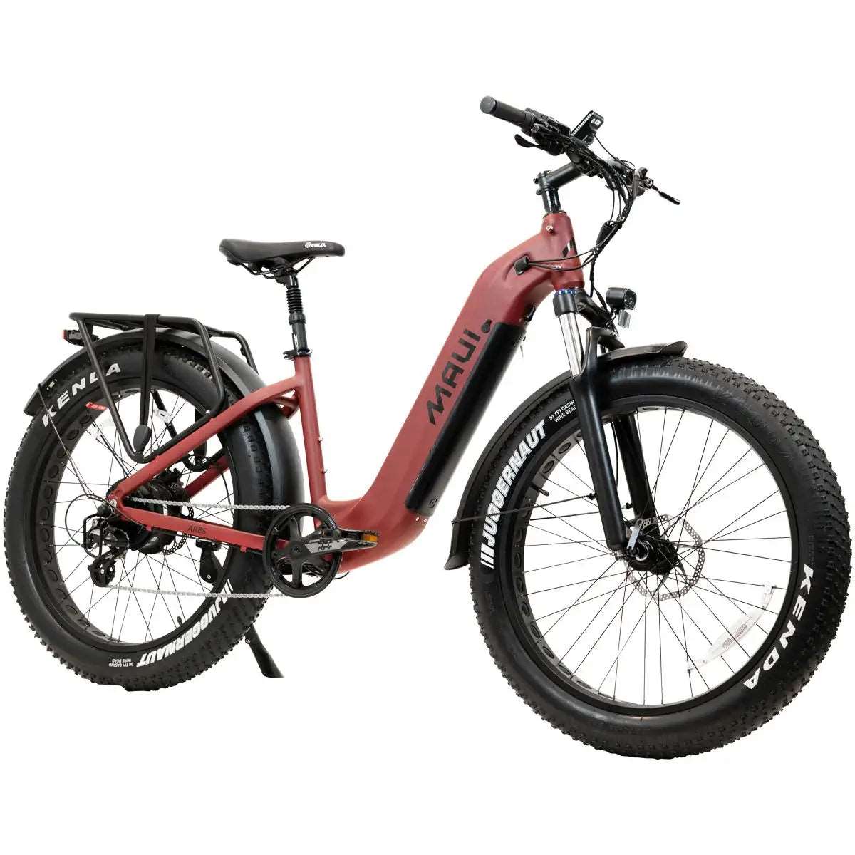 Red Maui Fat Bronte city bike rear three-quarter view