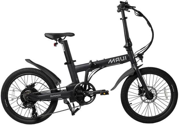 Handlebar and cockpit detail on the Maui Summer folding bike