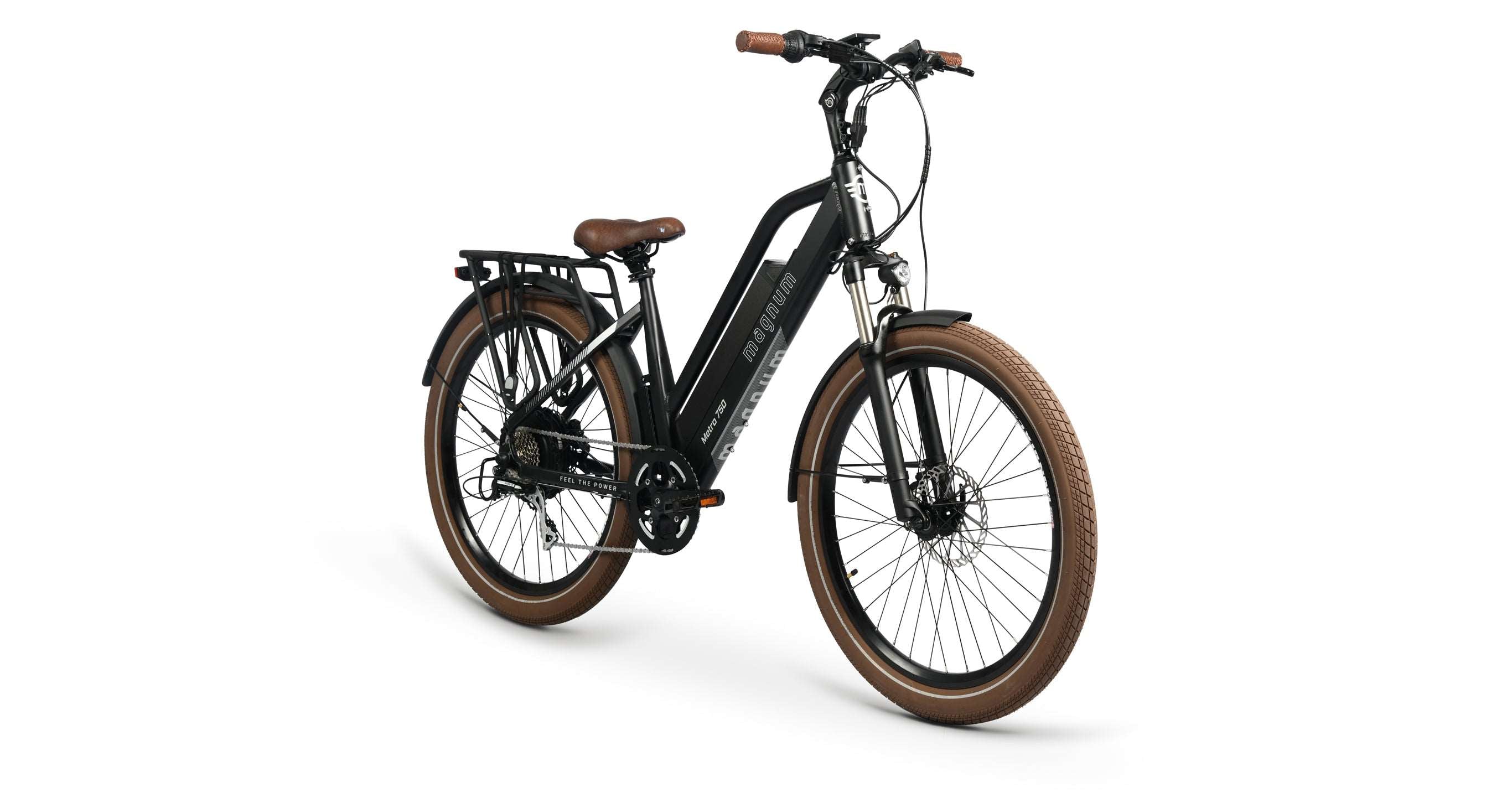 Magnum Metro 750 Electric Bicycle Black with Metallic Blue 20Ah 750W Magnum Bikes USA