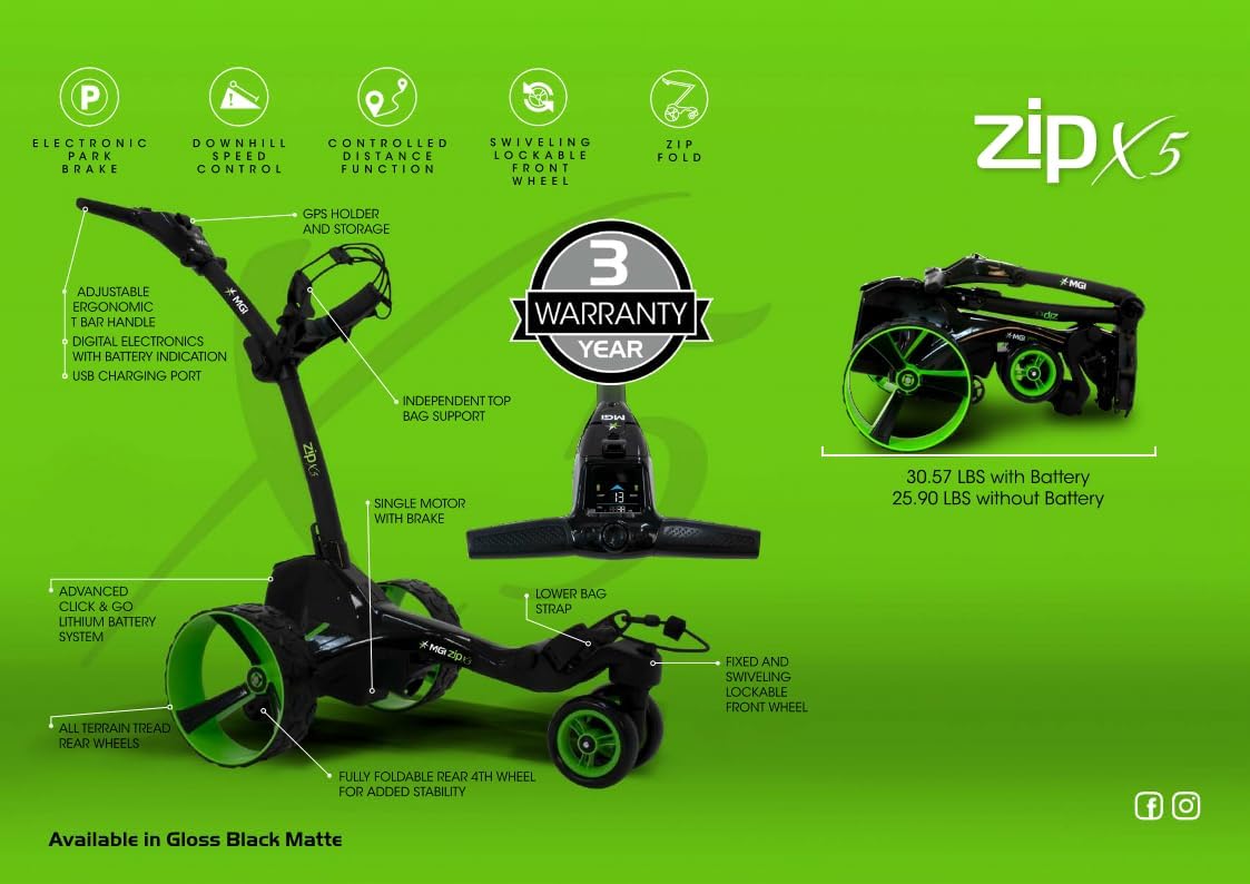 MGI Zip X5 Canada electric golf caddy side view