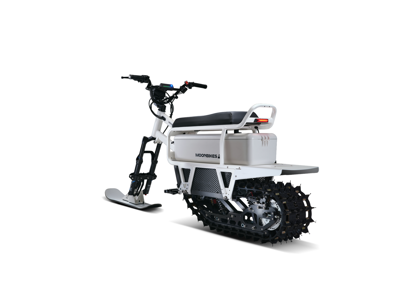 ENVO Moonbike electric snowbike, white side view