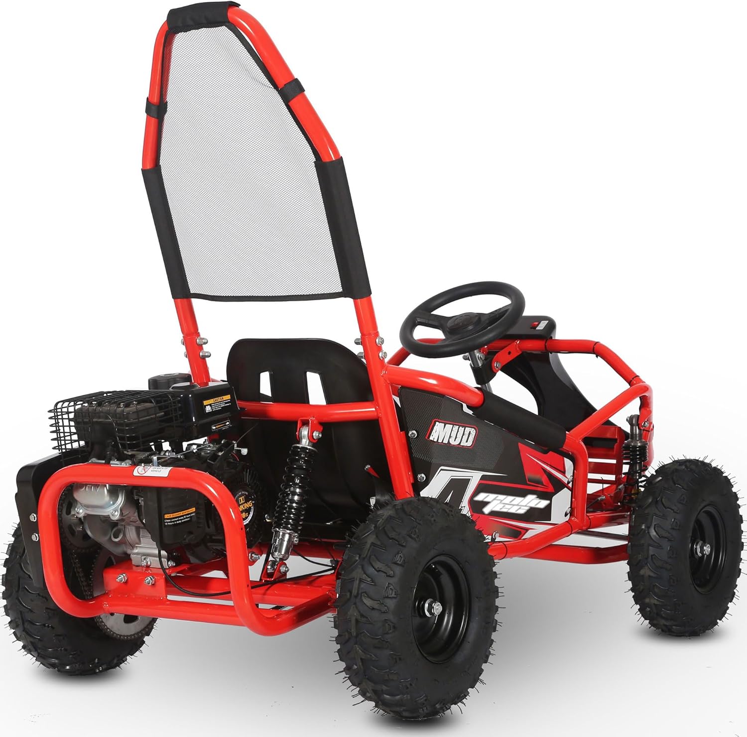 MotoTec Mud Monster 98cc gas go-kart Red suspension detail Canada