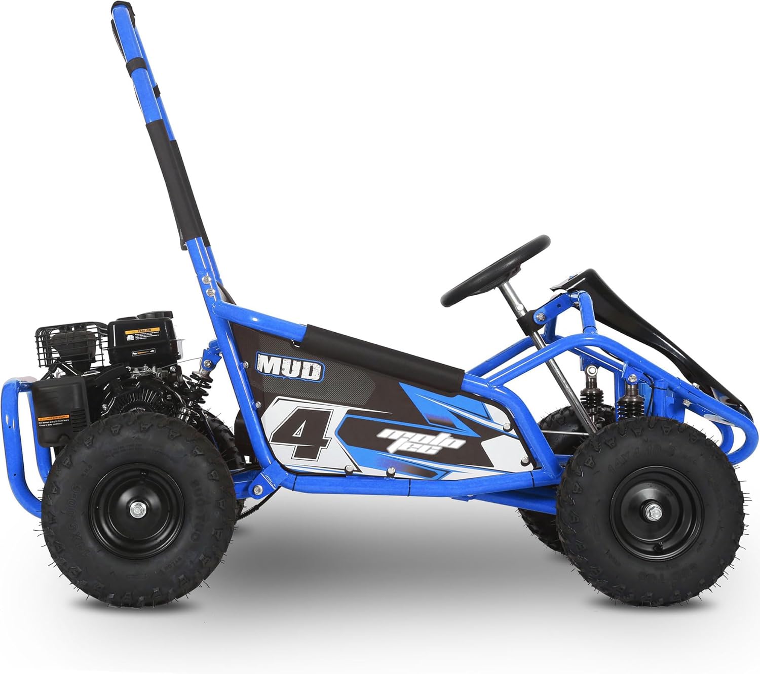 MotoTec Mud Monster 98cc gas go-kart Blue Canada side view