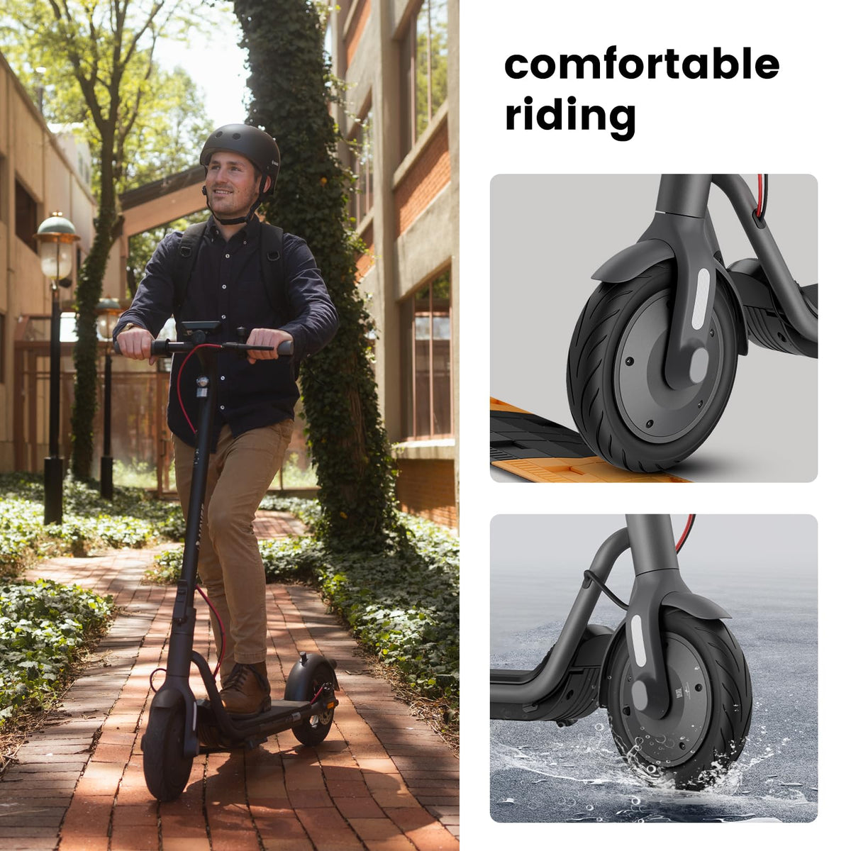 NAVEE V25 scooter shown from the side during a ride