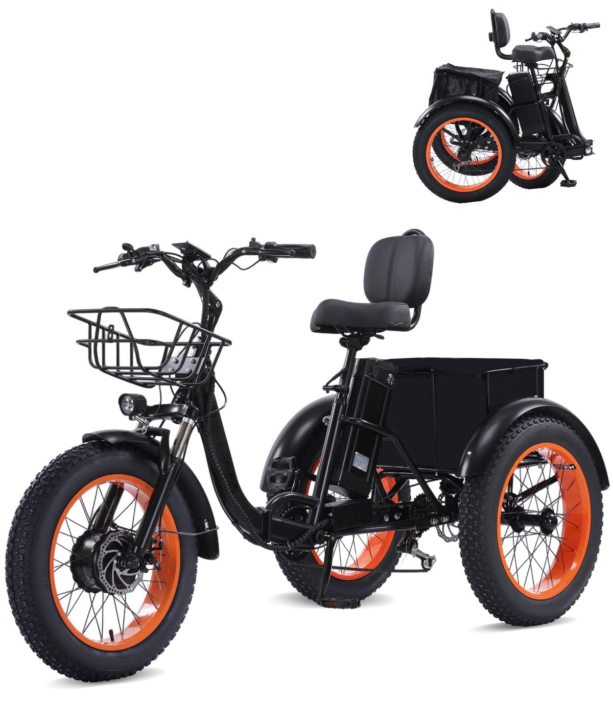 NOMIGO folding tricycle front three-quarter view