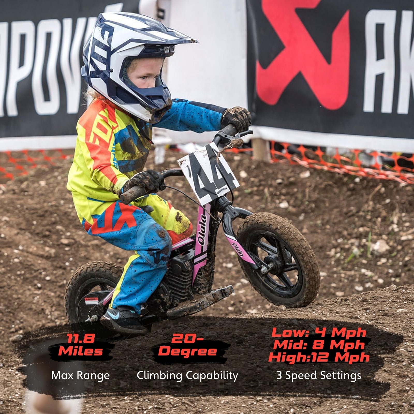 OLALA kids dirt bike handlebar closeup