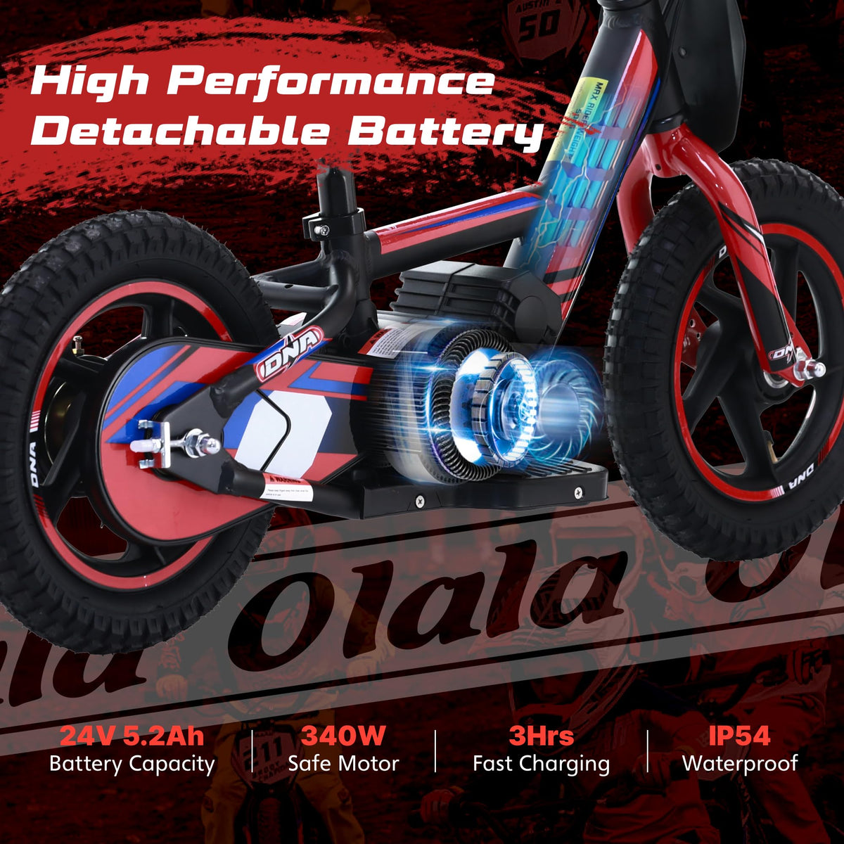 OLALA kids dirt bike seat detail