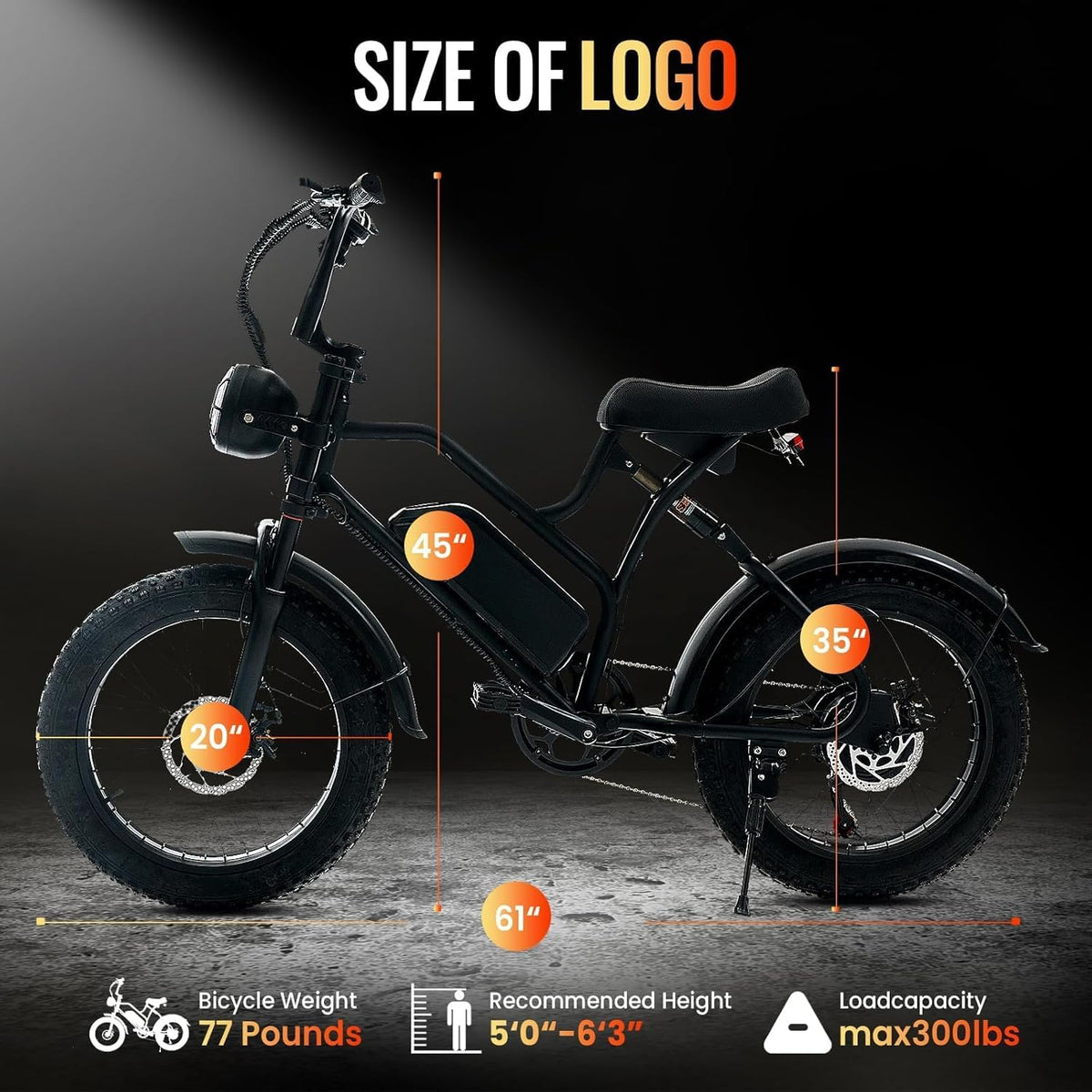 Otiamlar 20-inch fat tire electric bike Canada tire detail