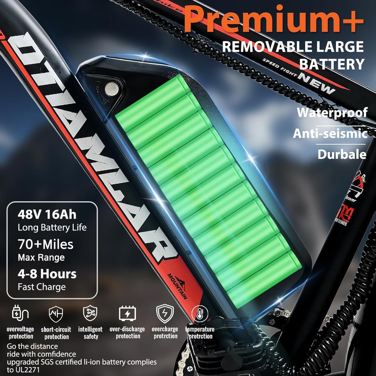 Otiamlar 26-inch fat tire electric bike Canada display detail