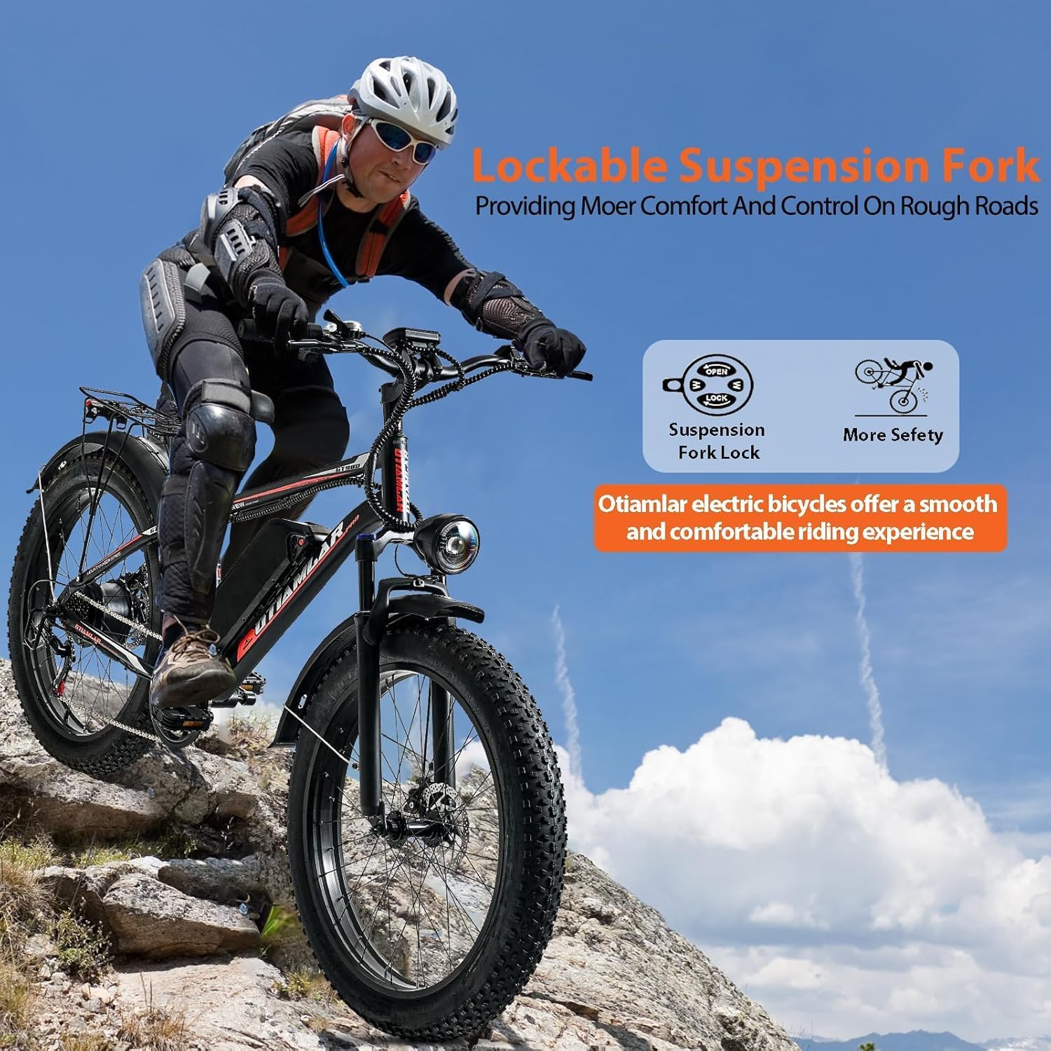 Otiamlar 26-inch fat tire electric bike Canada rider view
