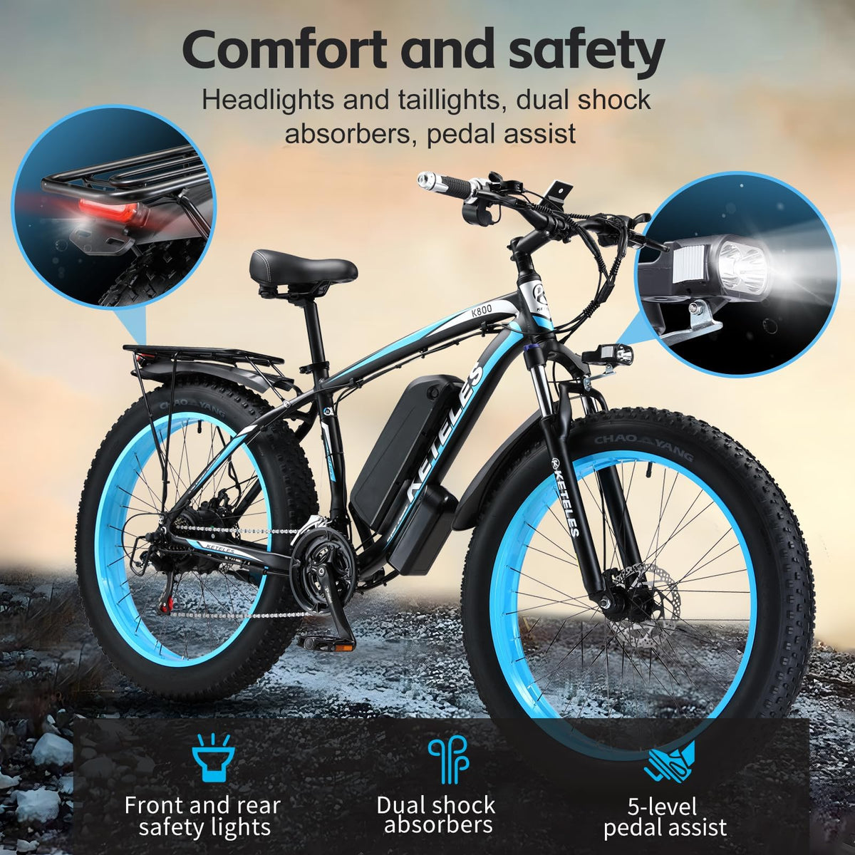 QIKAITU K800 1000W electric bike Canada brake detail