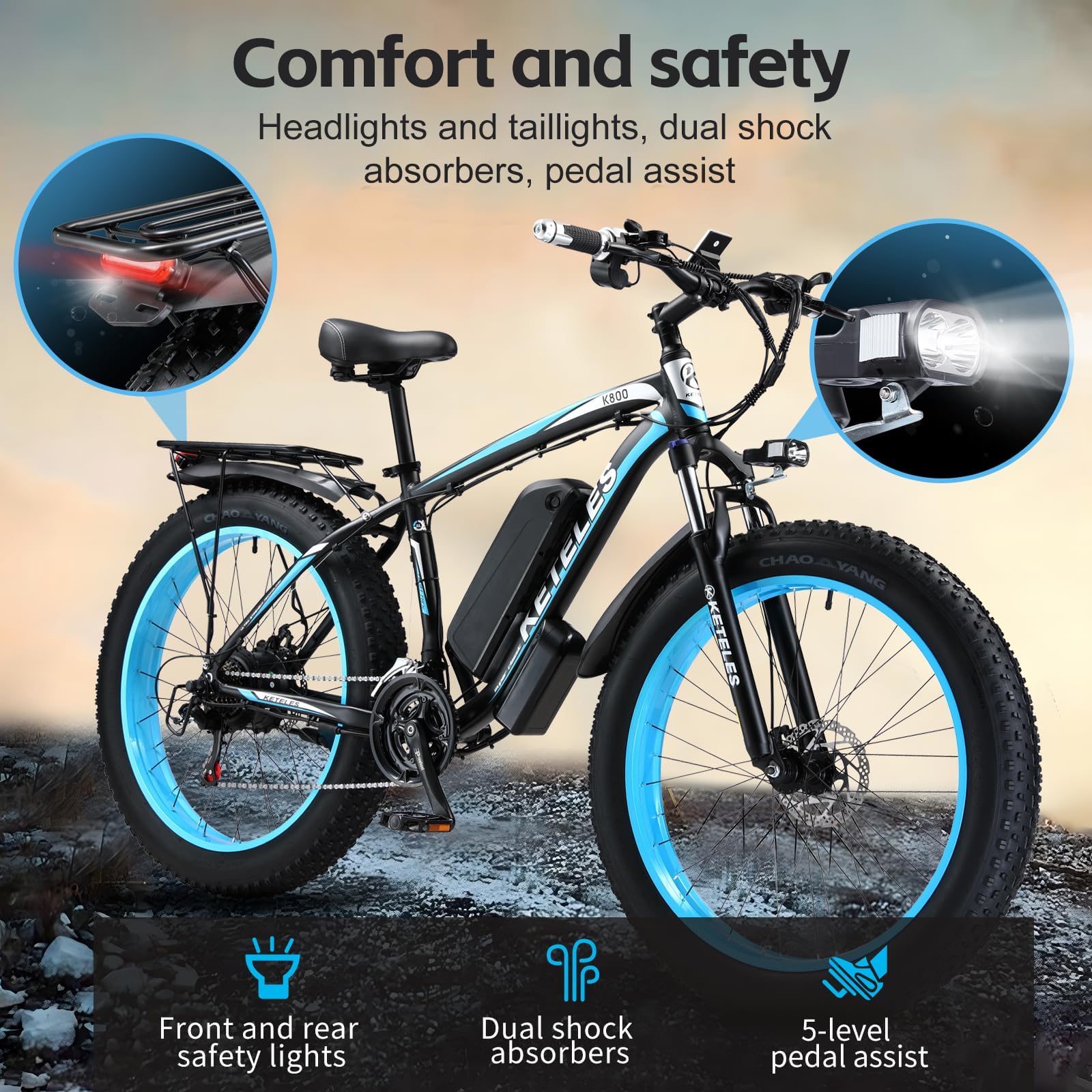 QIKAITU K800 1000W electric bike Canada brake detail