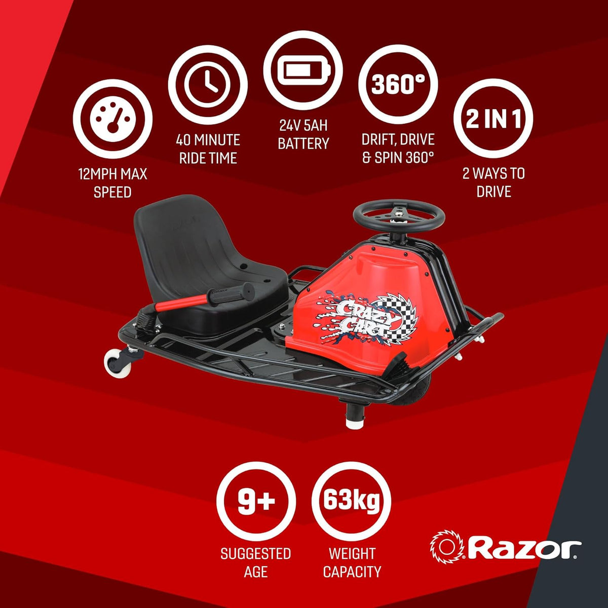 Razor Crazy Cart Canada supervised driveway drift scene