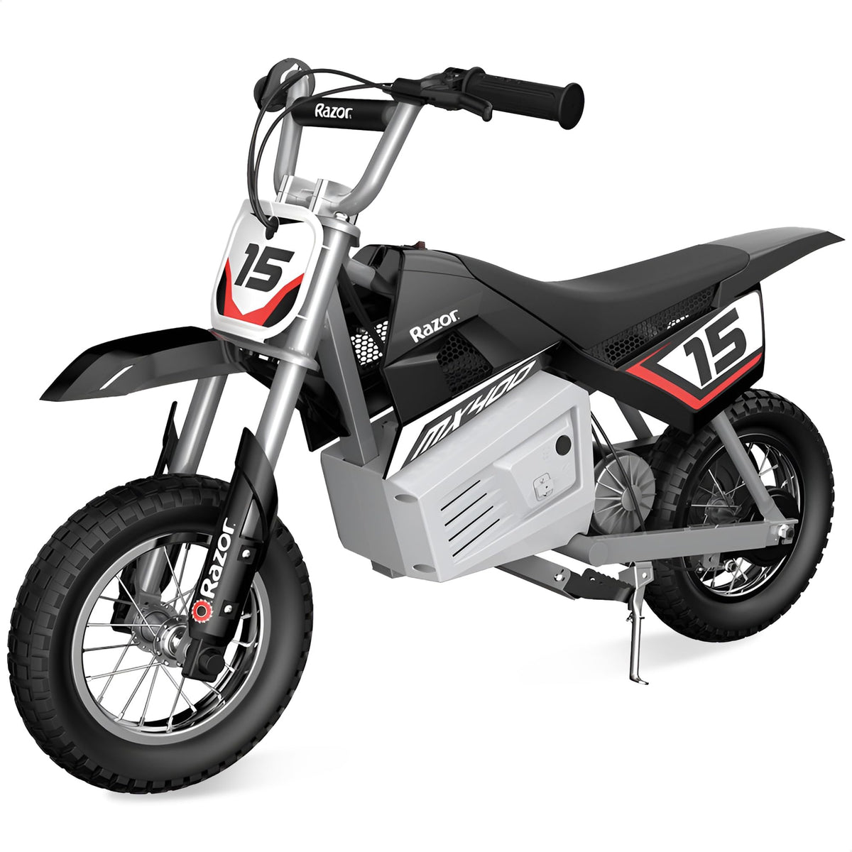 Razor MX350 front wheel close-up