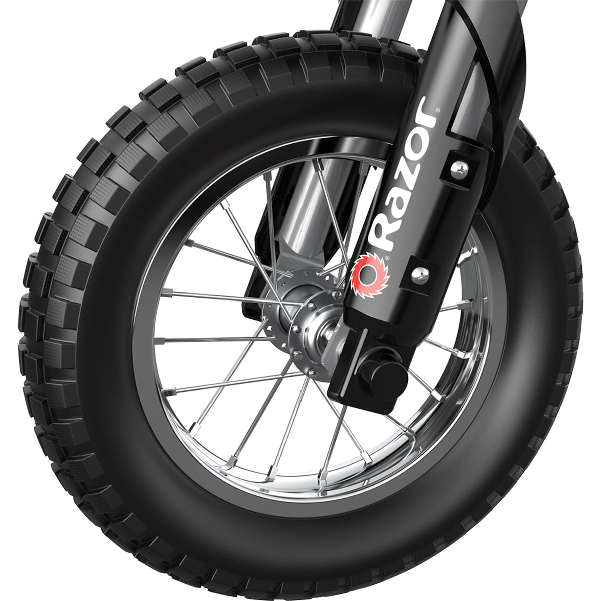 Razor MX350 rear wheel and brake detail