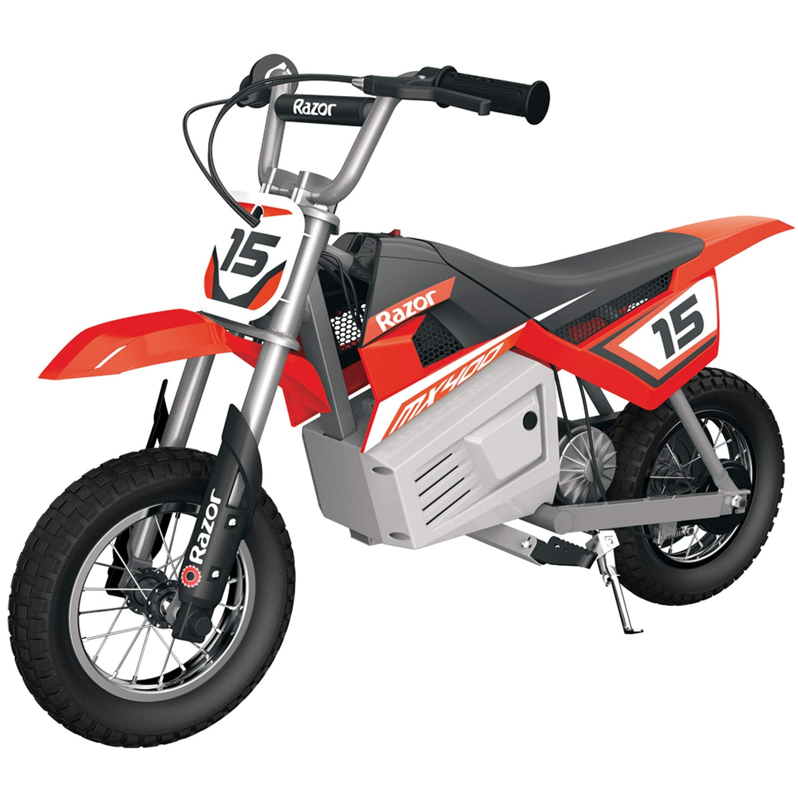 Razor MX350 front wheel close-up
